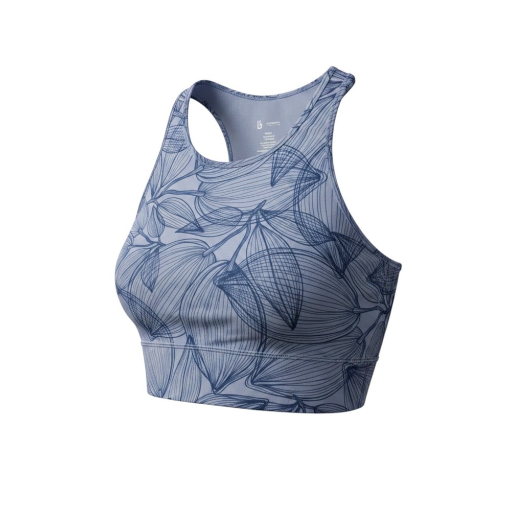 Buffbunny Collection Lavender Blue Floral High Neck Racerback Crop Top Small
